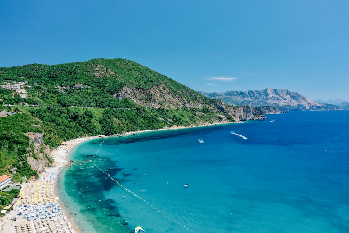 Beach in the Balkans with a beautiful blue sky